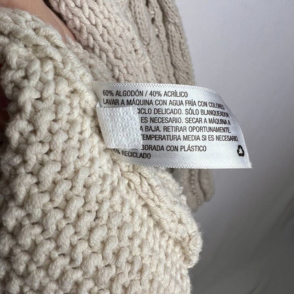 Universal Thread Cream Chunky Knit Open Front Ruffle Cardigan XS - Picture 6 of 11